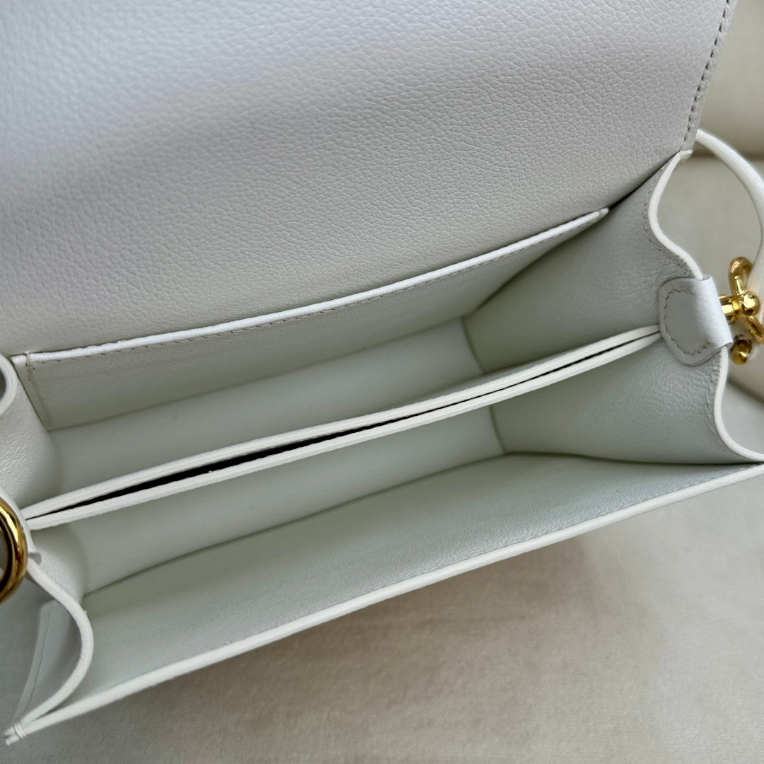 Hermès Mini Roulis Bag White Evercolor Gold Hardware H50308