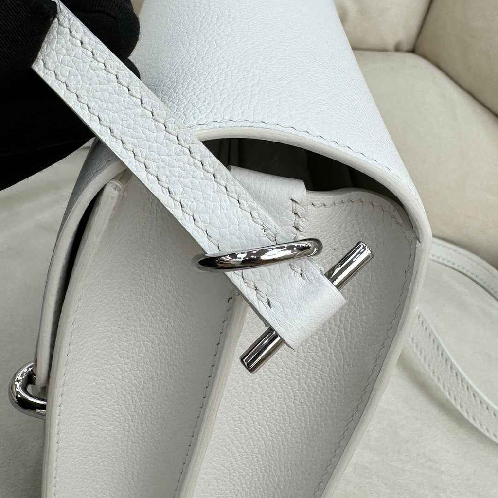 Hermès Mini Roulis Bag White Evercolor Silver Hardware H50309