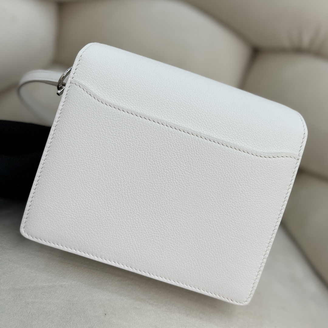 Hermès Mini Roulis Bag White Evercolor Silver Hardware H50309