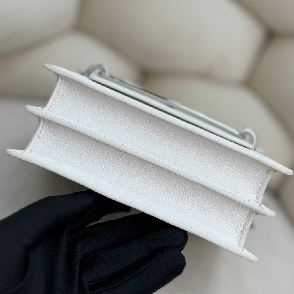 Hermès Mini Roulis Bag White Evercolor Silver Hardware H50309