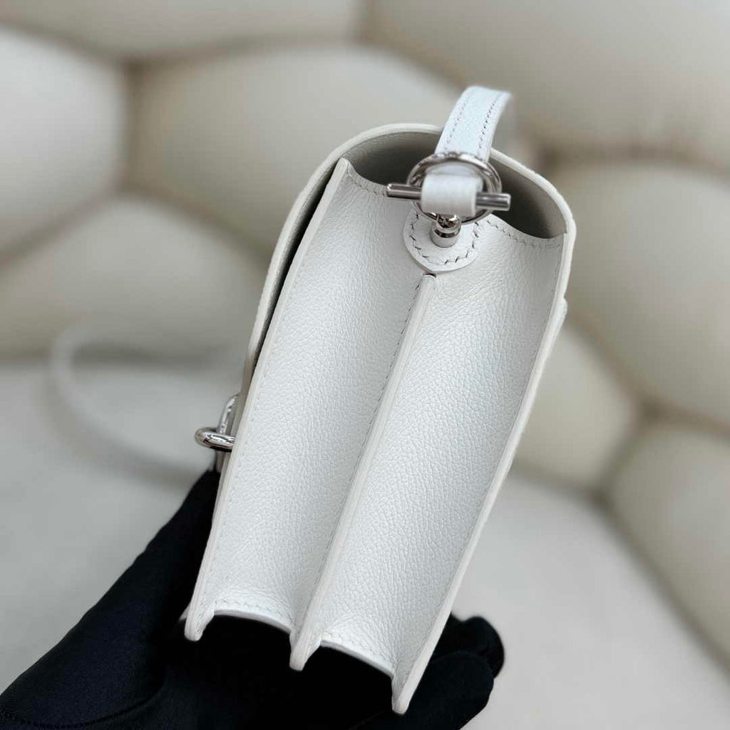 Hermès Mini Roulis Bag White Evercolor Silver Hardware H50309