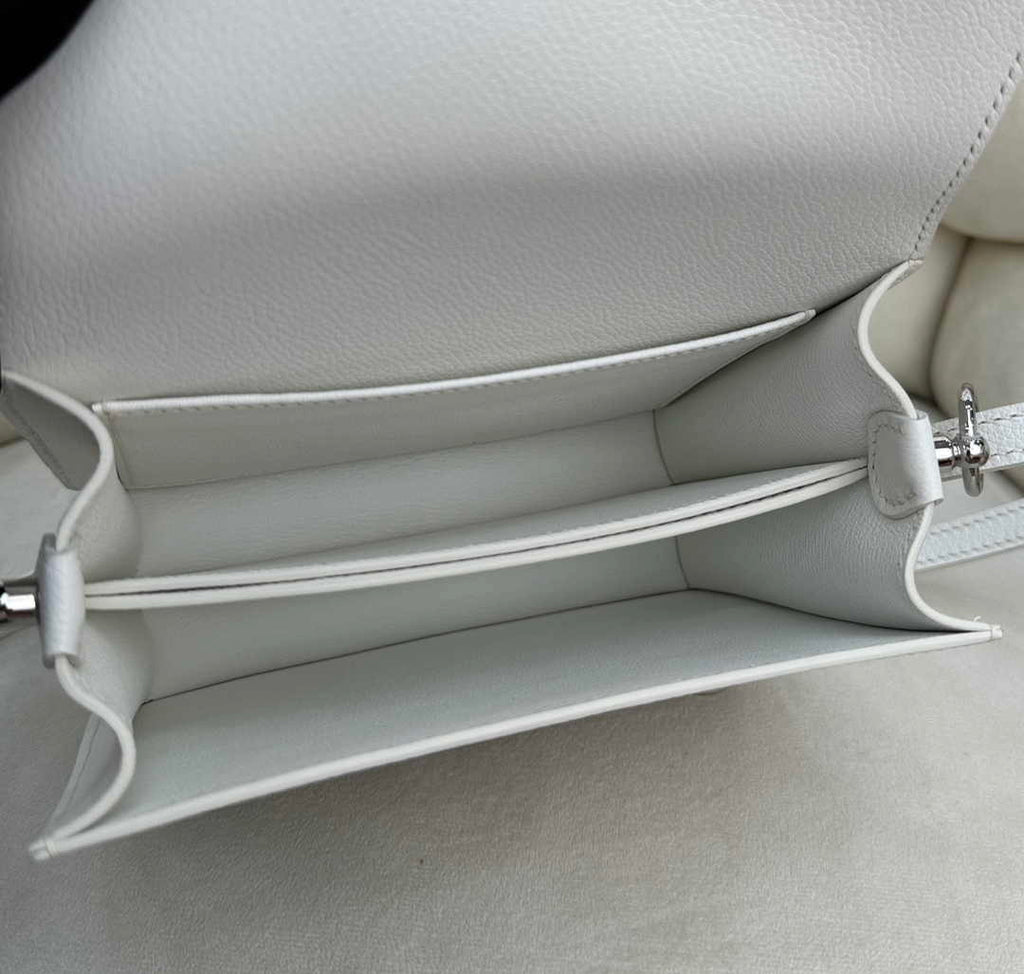 Hermès Mini Roulis Bag White Evercolor Silver Hardware H50309