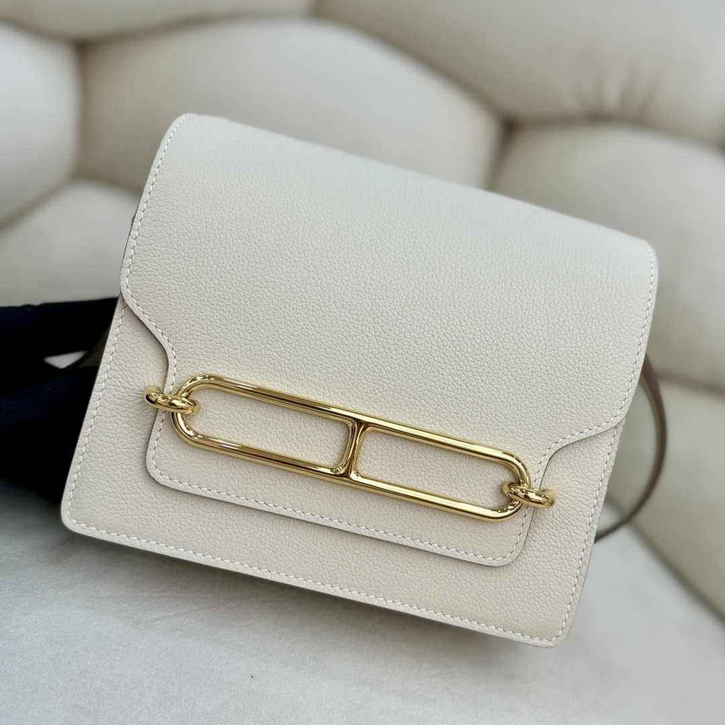 Hermès Mini Roulis Bag Beige Evercolor Gold Hardware H50306