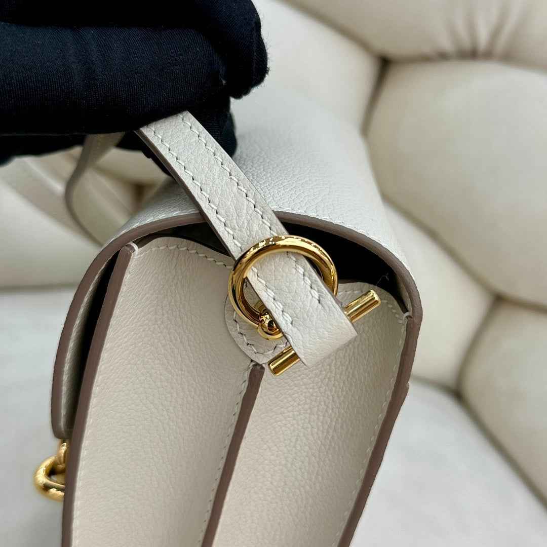 Hermès Mini Roulis Bag Beige Evercolor Gold Hardware H50306
