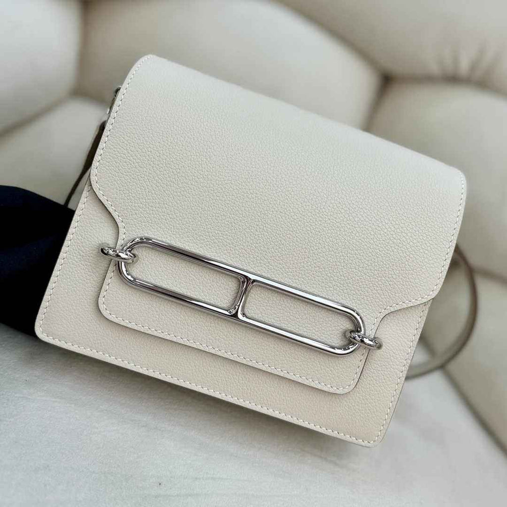Hermès Mini Roulis Bag Beige Evercolor Silver Hardware H50307