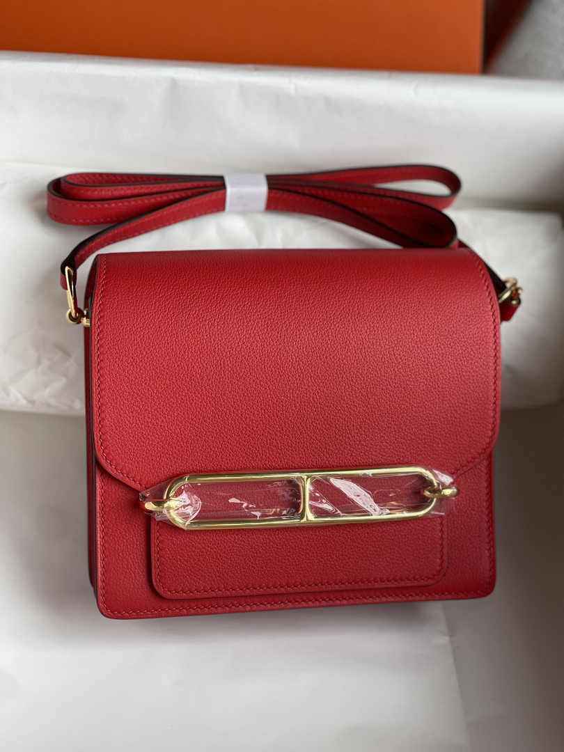 Hermès Mini Roulis Bag Red Evercolor Gold Hardware H50300