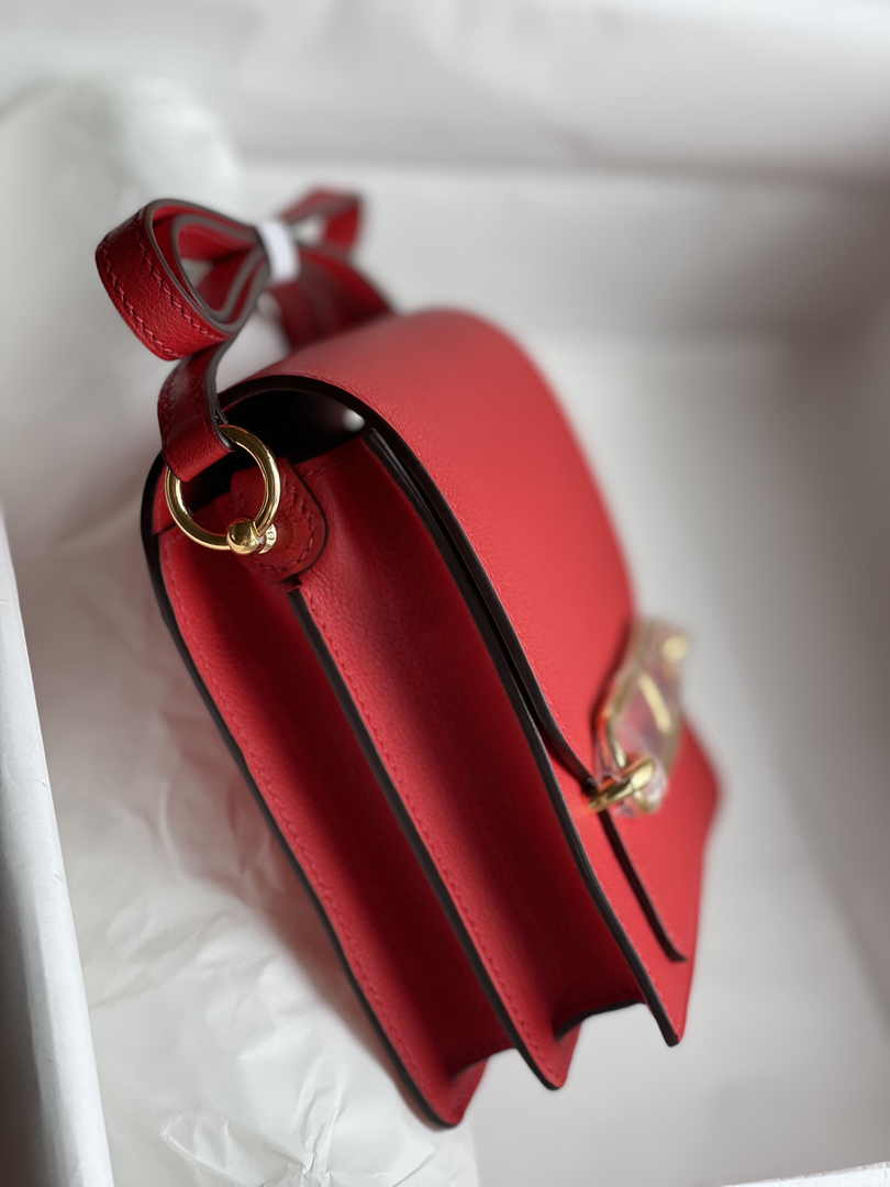 Hermès Mini Roulis Bag Red Evercolor Gold Hardware H50300