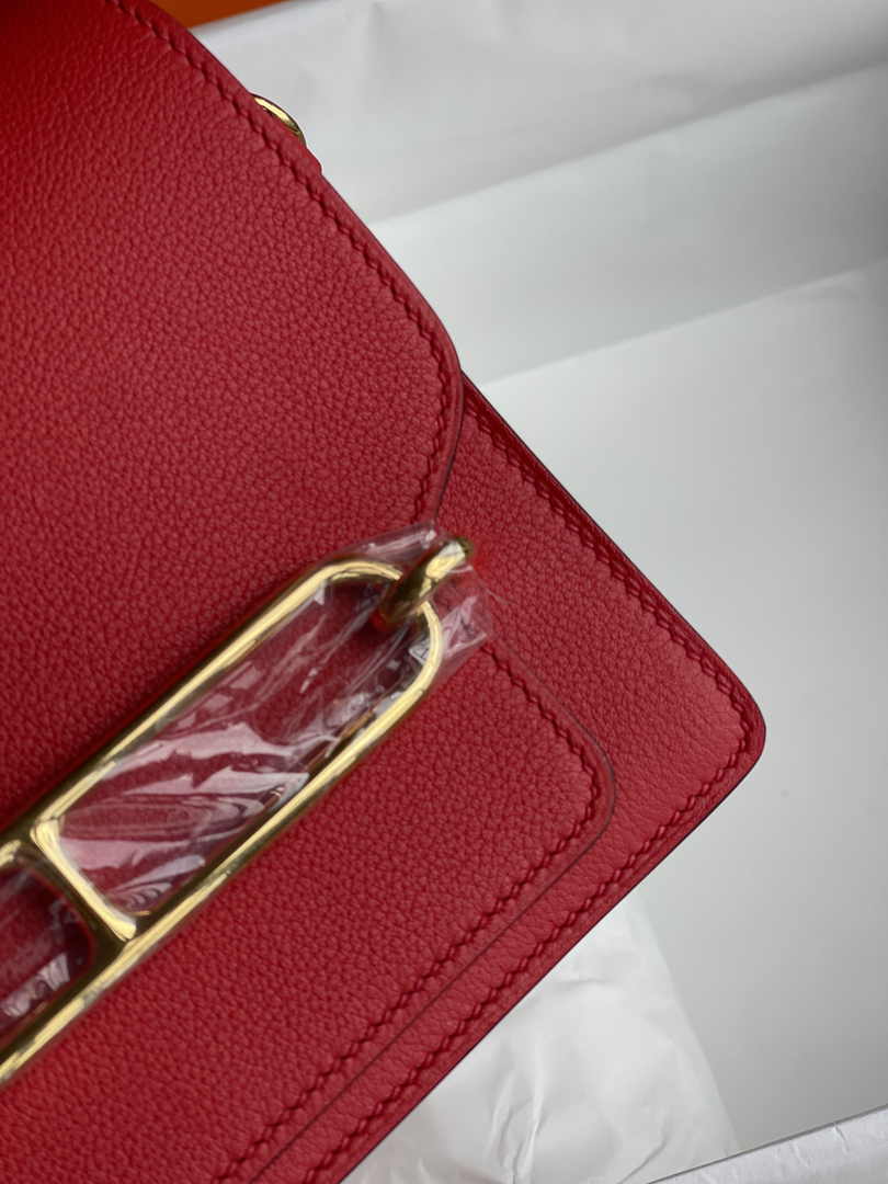 Hermès Mini Roulis Bag Red Evercolor Gold Hardware H50300