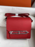 Hermès Mini Roulis Bag Red Evercolor Silver Hardware H50301