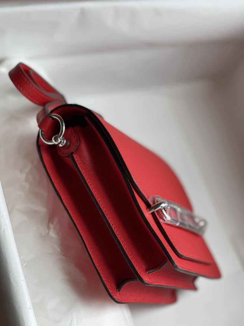 Hermès Mini Roulis Bag Red Evercolor Silver Hardware H50301