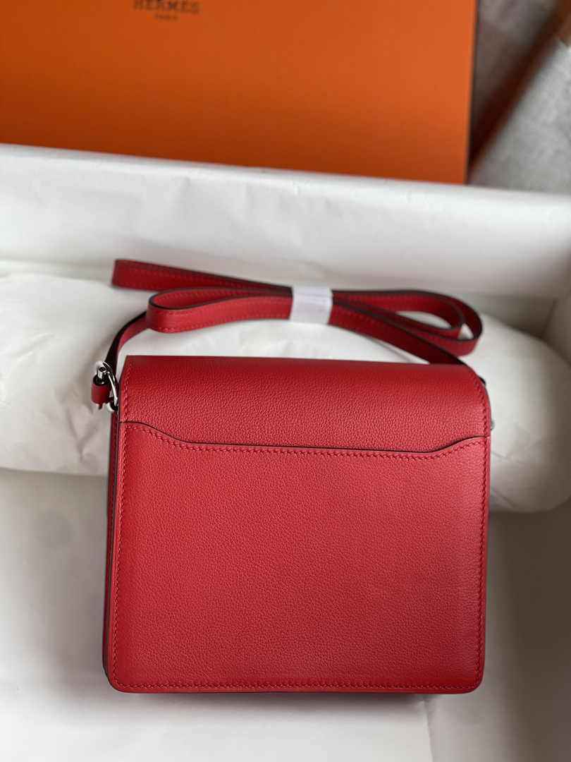 Hermès Mini Roulis Bag Red Evercolor Silver Hardware H50301