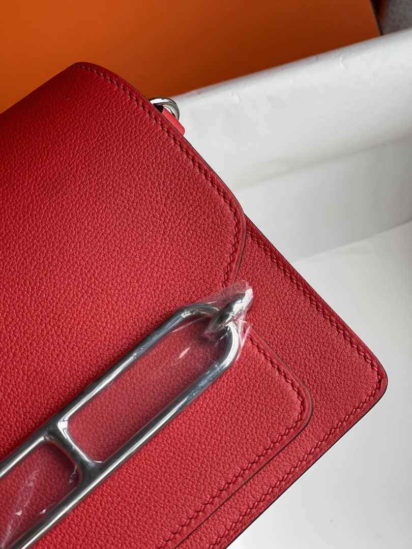 Hermès Mini Roulis Bag Red Evercolor Silver Hardware H50301