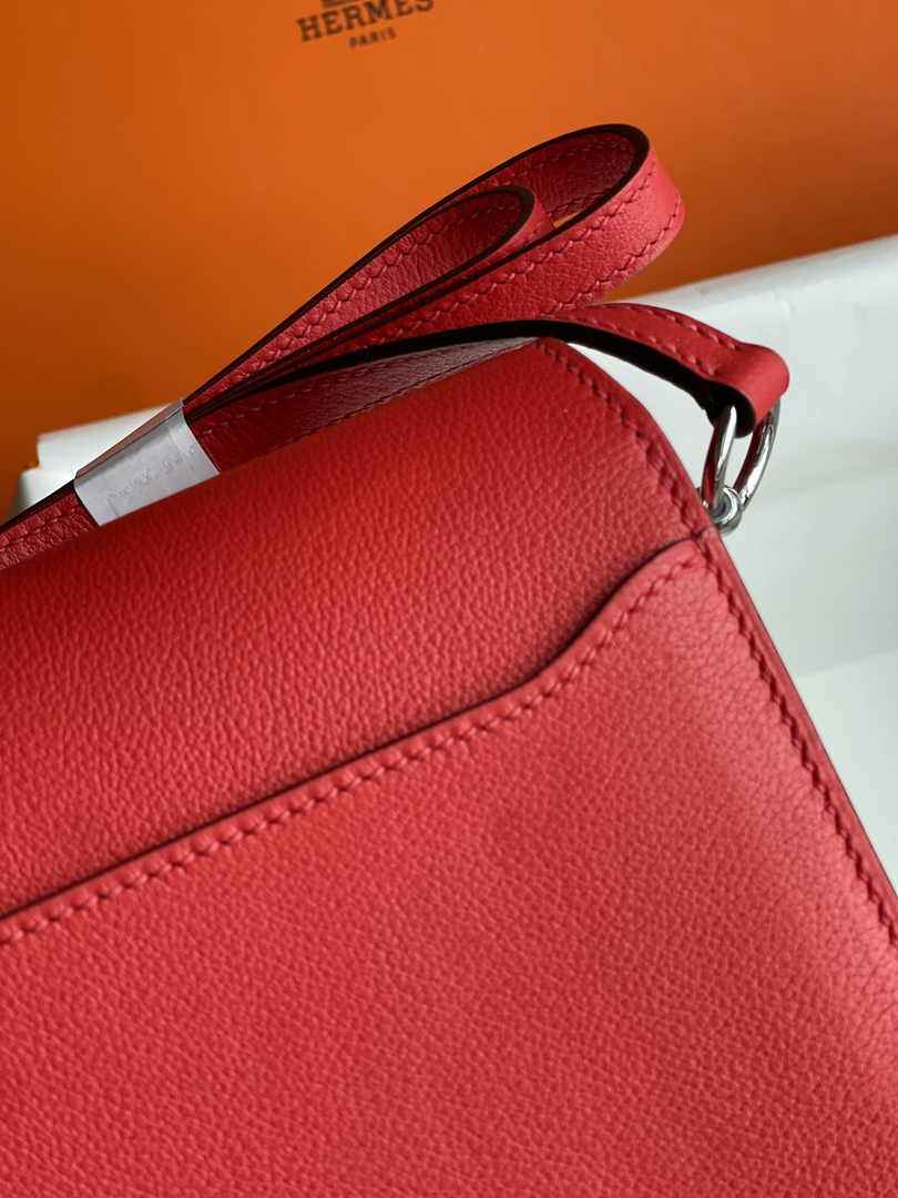 Hermès Mini Roulis Bag Red Evercolor Silver Hardware H50301