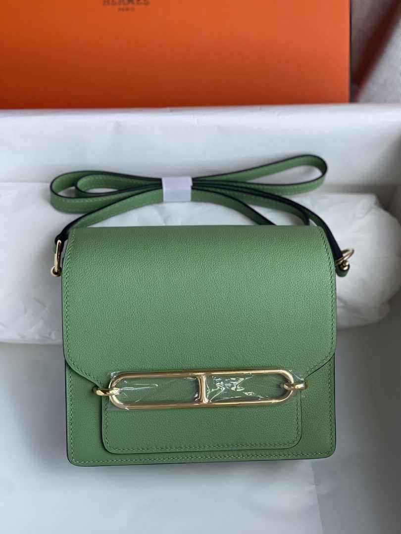 Hermès Mini Roulis Bag Light Green Evercolor Gold Hardware H50302