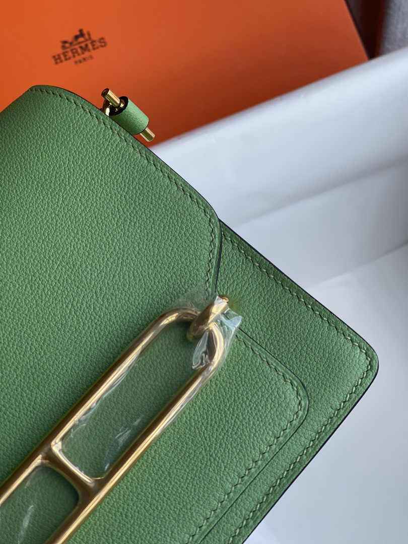 Hermès Mini Roulis Bag Light Green Evercolor Gold Hardware H50302