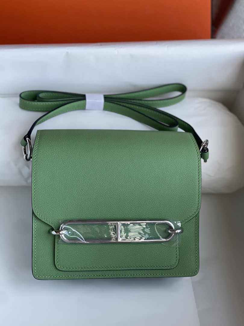 Hermès Mini Roulis Bag Light Green Evercolor Silver Hardware H50303