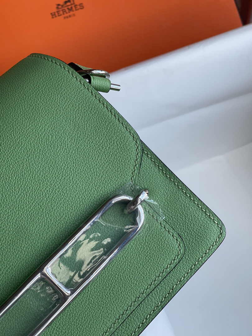 Hermès Mini Roulis Bag Light Green Evercolor Silver Hardware H50303