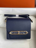 Hermès Mini Roulis Bag Navy Blue Evercolor Gold Hardware H50310