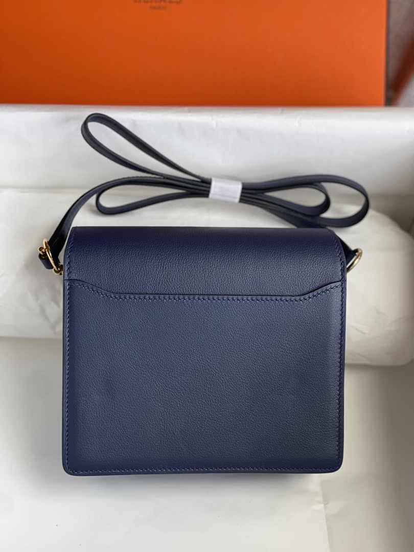 Hermès Mini Roulis Bag Navy Blue Evercolor Gold Hardware H50310