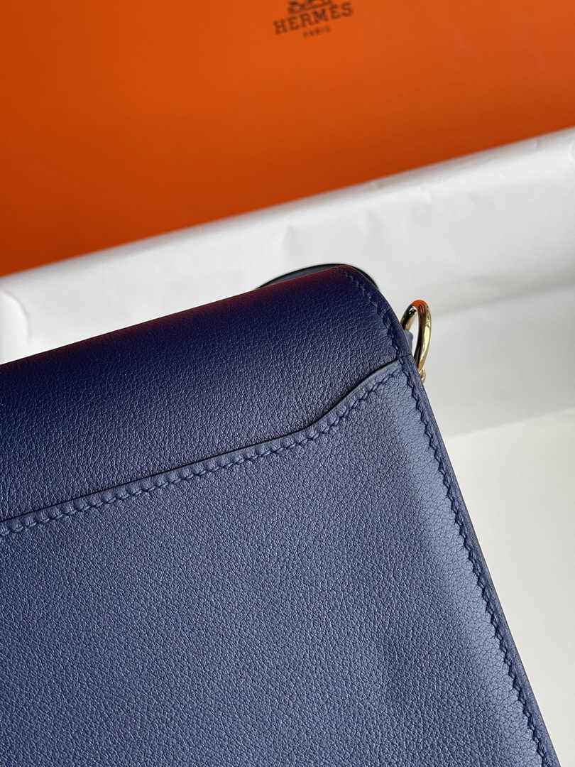 Hermès Mini Roulis Bag Navy Blue Evercolor Gold Hardware H50310