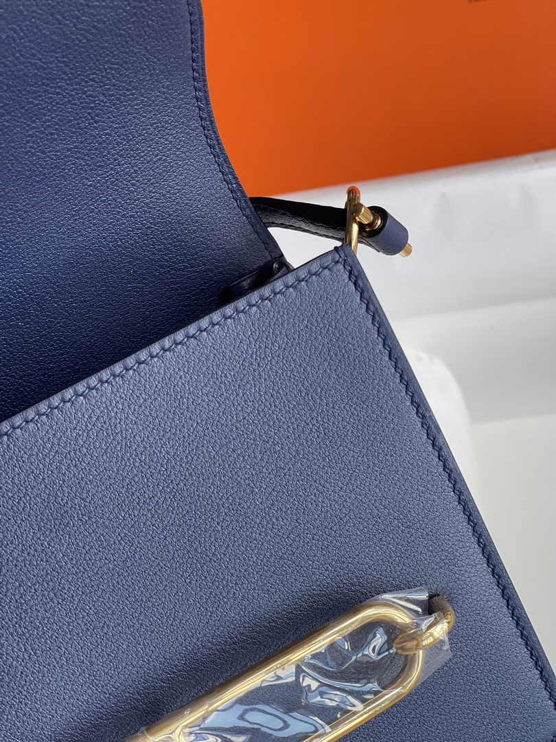 Hermès Mini Roulis Bag Navy Blue Evercolor Gold Hardware H50310