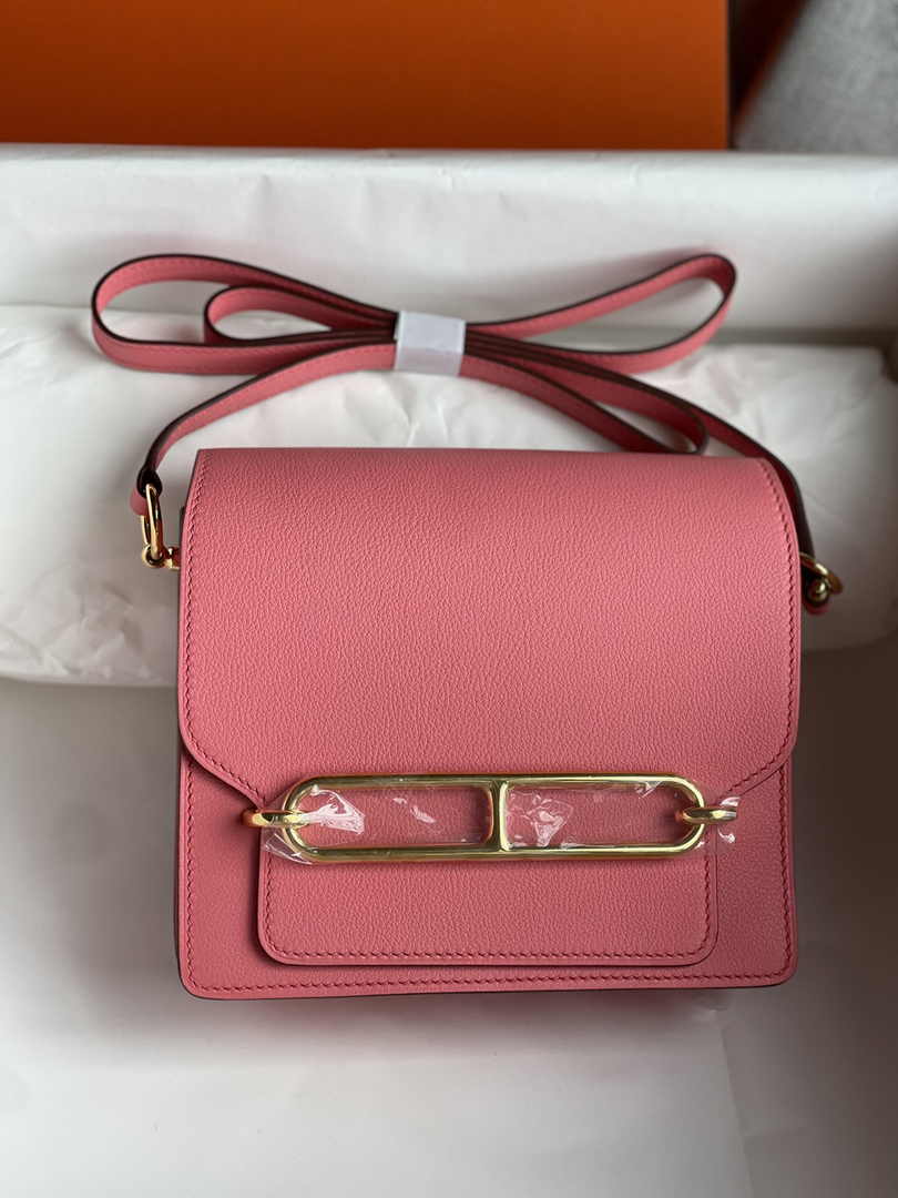 Hermès Mini Roulis Bag Pink Evercolor Gold Hardware H50304