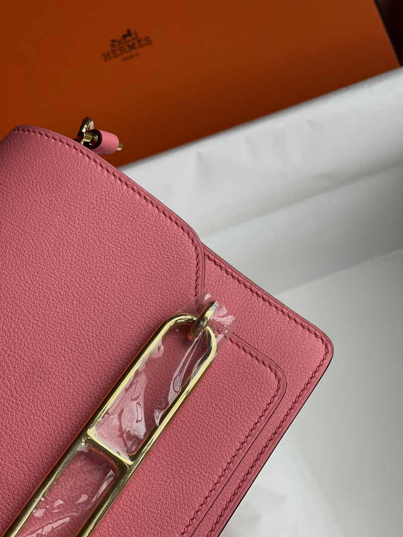 Hermès Mini Roulis Bag Pink Evercolor Gold Hardware H50304