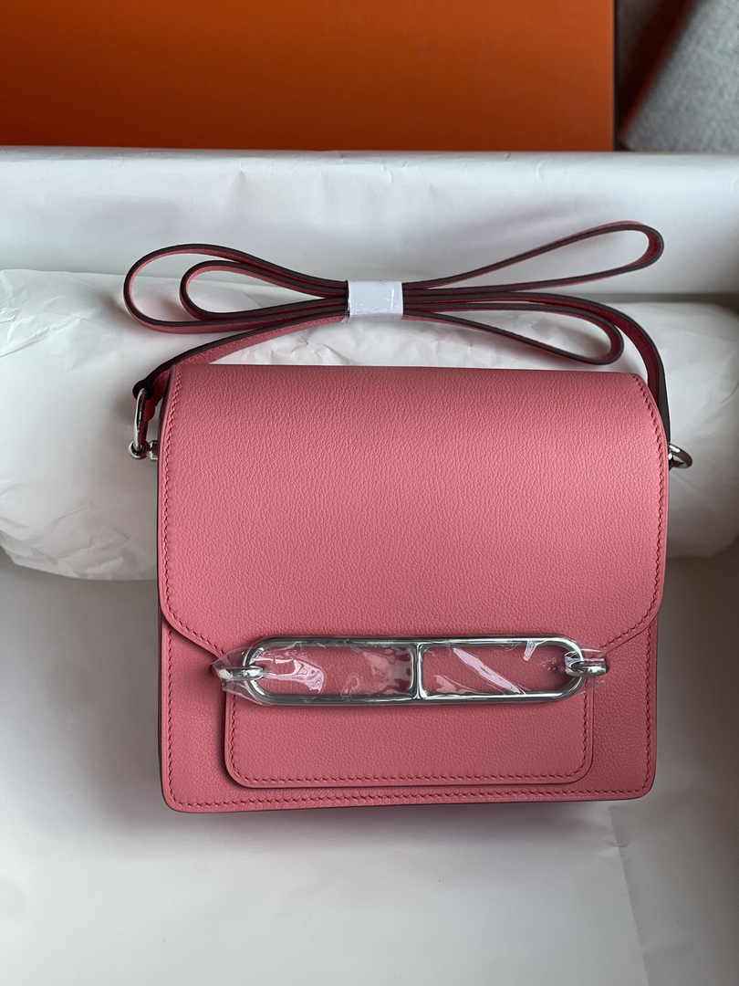 Hermès Mini Roulis Bag Pink Evercolor Silver Hardware H50305