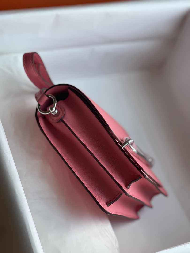 Hermès Mini Roulis Bag Pink Evercolor Silver Hardware H50305