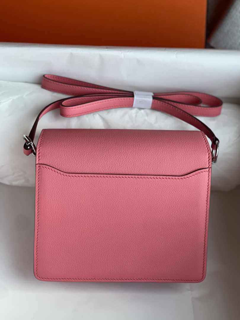 Hermès Mini Roulis Bag Pink Evercolor Silver Hardware H50305