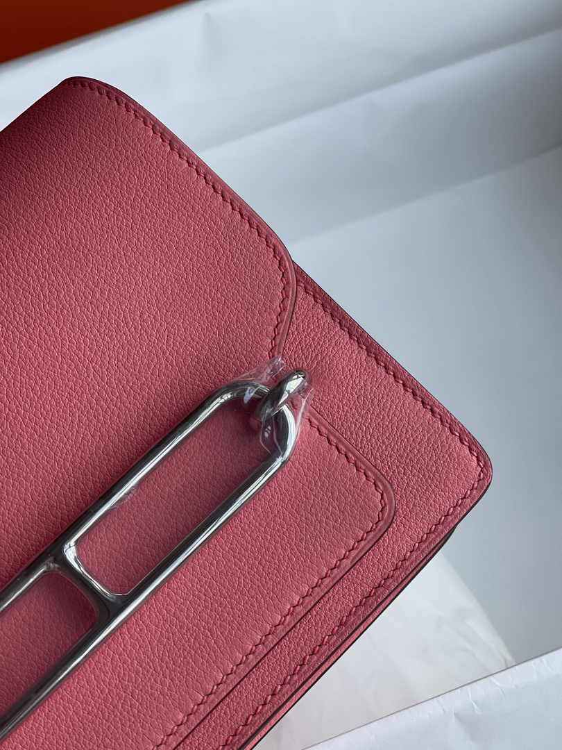 Hermès Mini Roulis Bag Pink Evercolor Silver Hardware H50305
