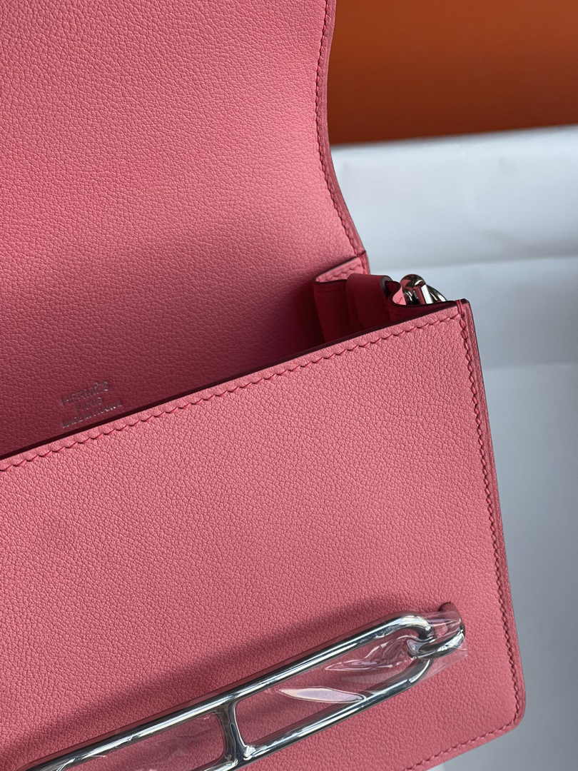 Hermès Mini Roulis Bag Pink Evercolor Silver Hardware H50305