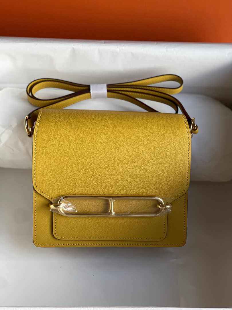 Hermès Mini Roulis Bag Yellow Evercolor Gold Hardware H50314