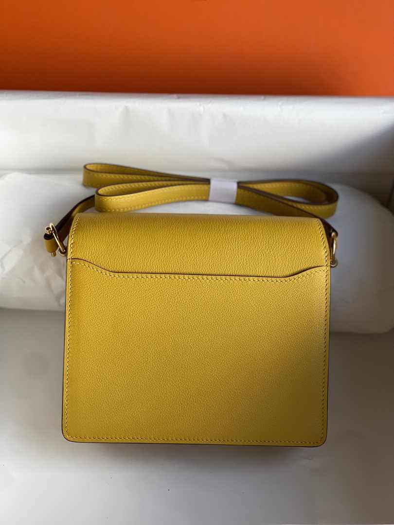 Hermès Mini Roulis Bag Yellow Evercolor Gold Hardware H50314
