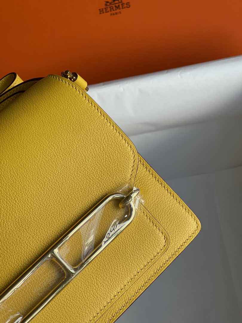 Hermès Mini Roulis Bag Yellow Evercolor Gold Hardware H50314