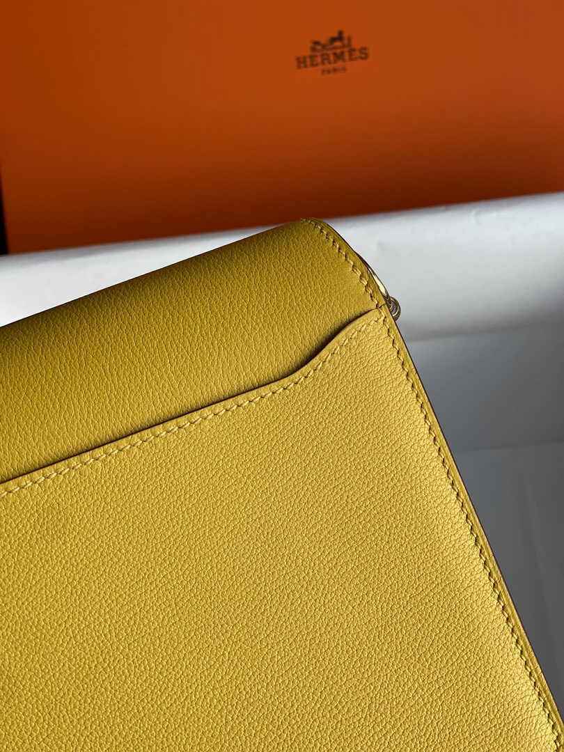Hermès Mini Roulis Bag Yellow Evercolor Gold Hardware H50314