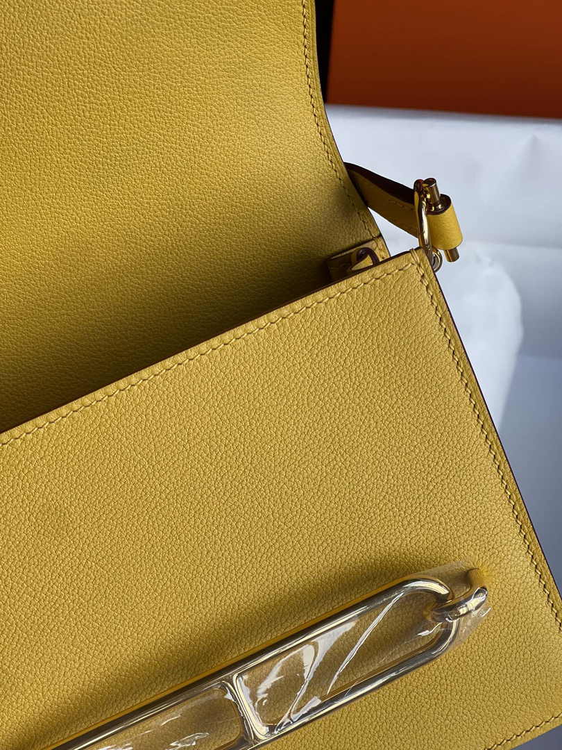 Hermès Mini Roulis Bag Yellow Evercolor Gold Hardware H50314