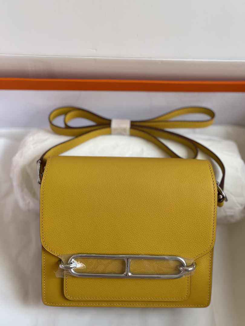 Hermès Mini Roulis Bag Yellow Evercolor Silver Hardware H50315
