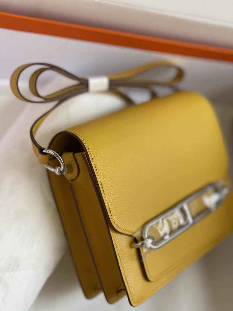 Hermès Mini Roulis Bag Yellow Evercolor Silver Hardware H50315