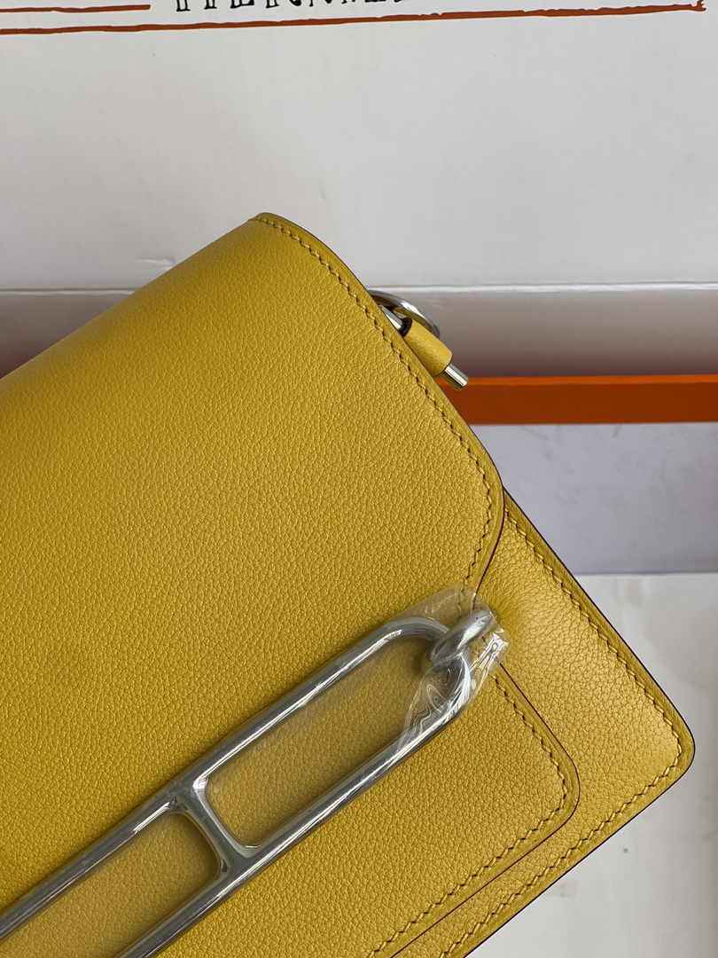 Hermès Mini Roulis Bag Yellow Evercolor Silver Hardware H50315