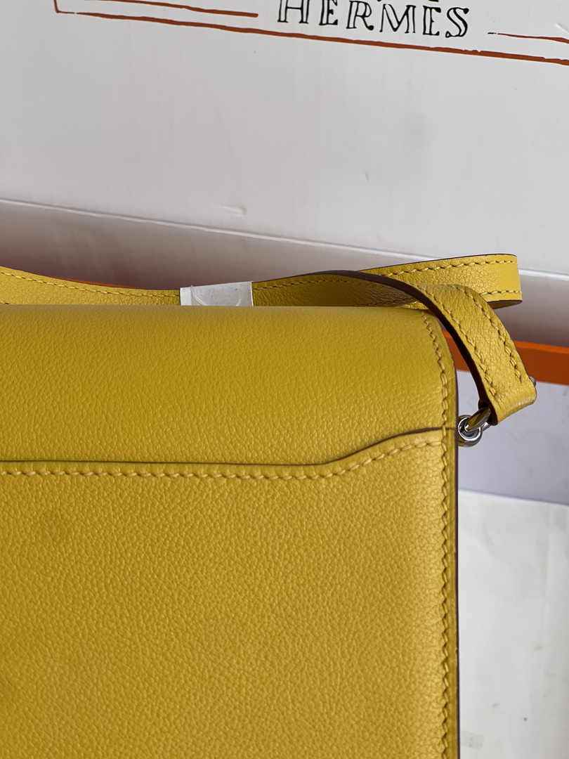 Hermès Mini Roulis Bag Yellow Evercolor Silver Hardware H50315