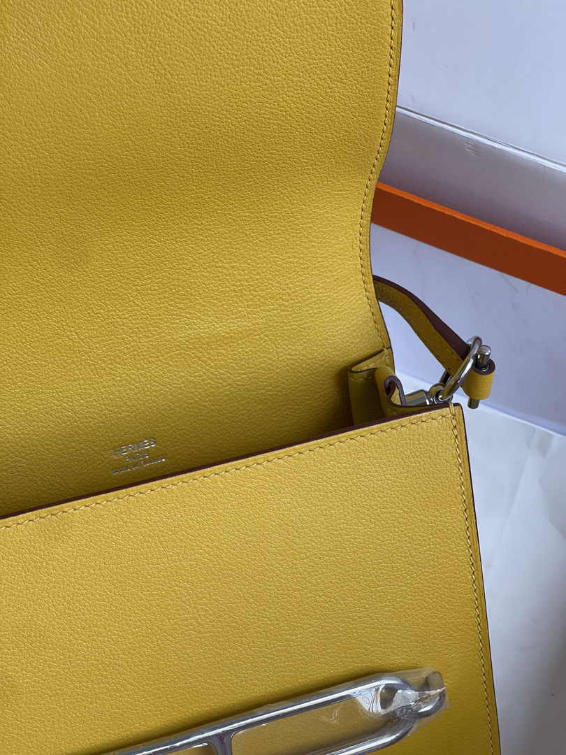 Hermès Mini Roulis Bag Yellow Evercolor Silver Hardware H50315