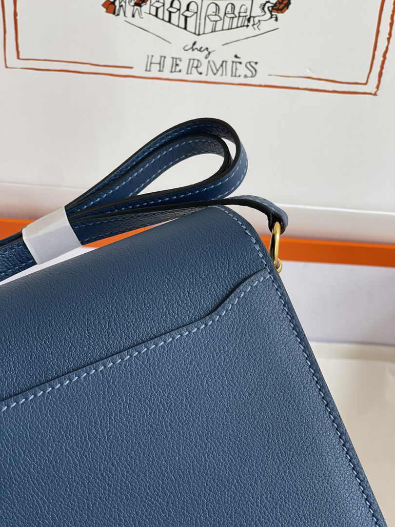 Hermès Mini Roulis Bag Blue Evercolor Gold Hardware H50312