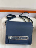 Hermès Mini Roulis Bag Blue Evercolor Silver Hardware H50313