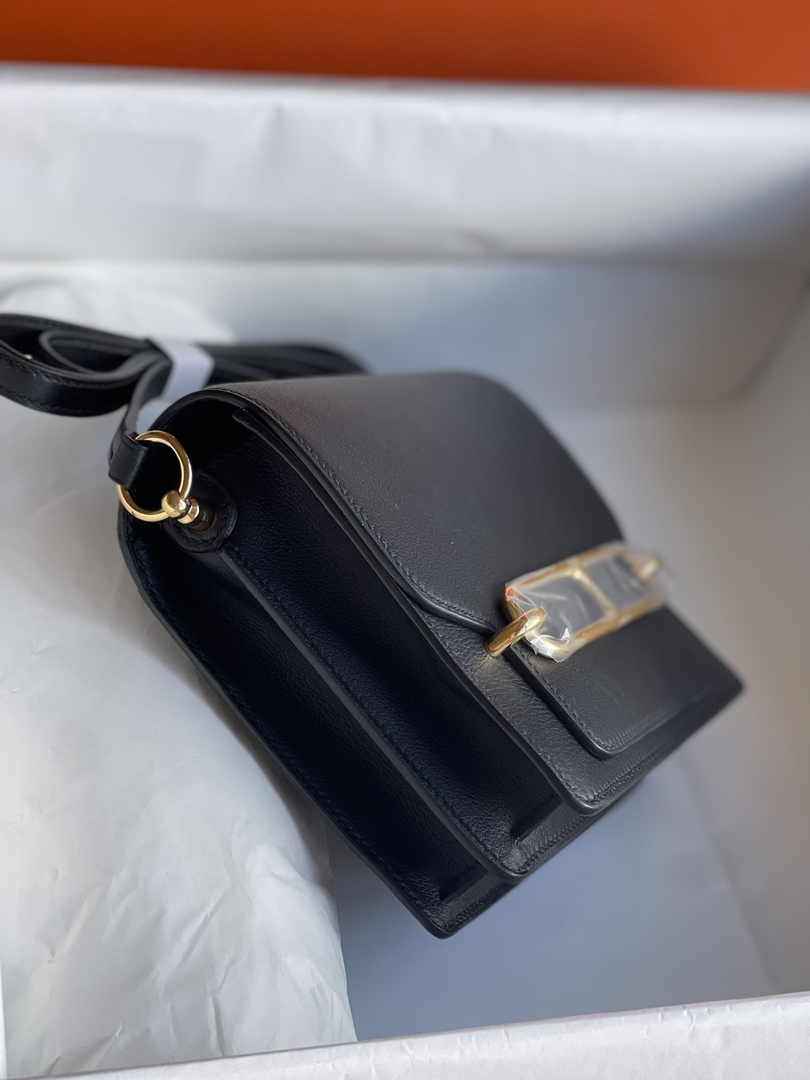 Hermès Mini Roulis Bag Black Evercolor Gold Hardware H50316