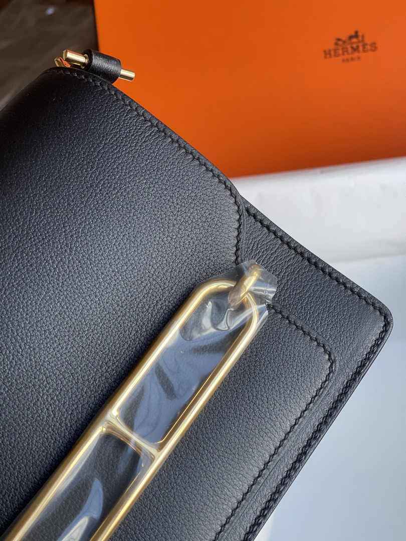 Hermès Mini Roulis Bag Black Evercolor Gold Hardware H50316
