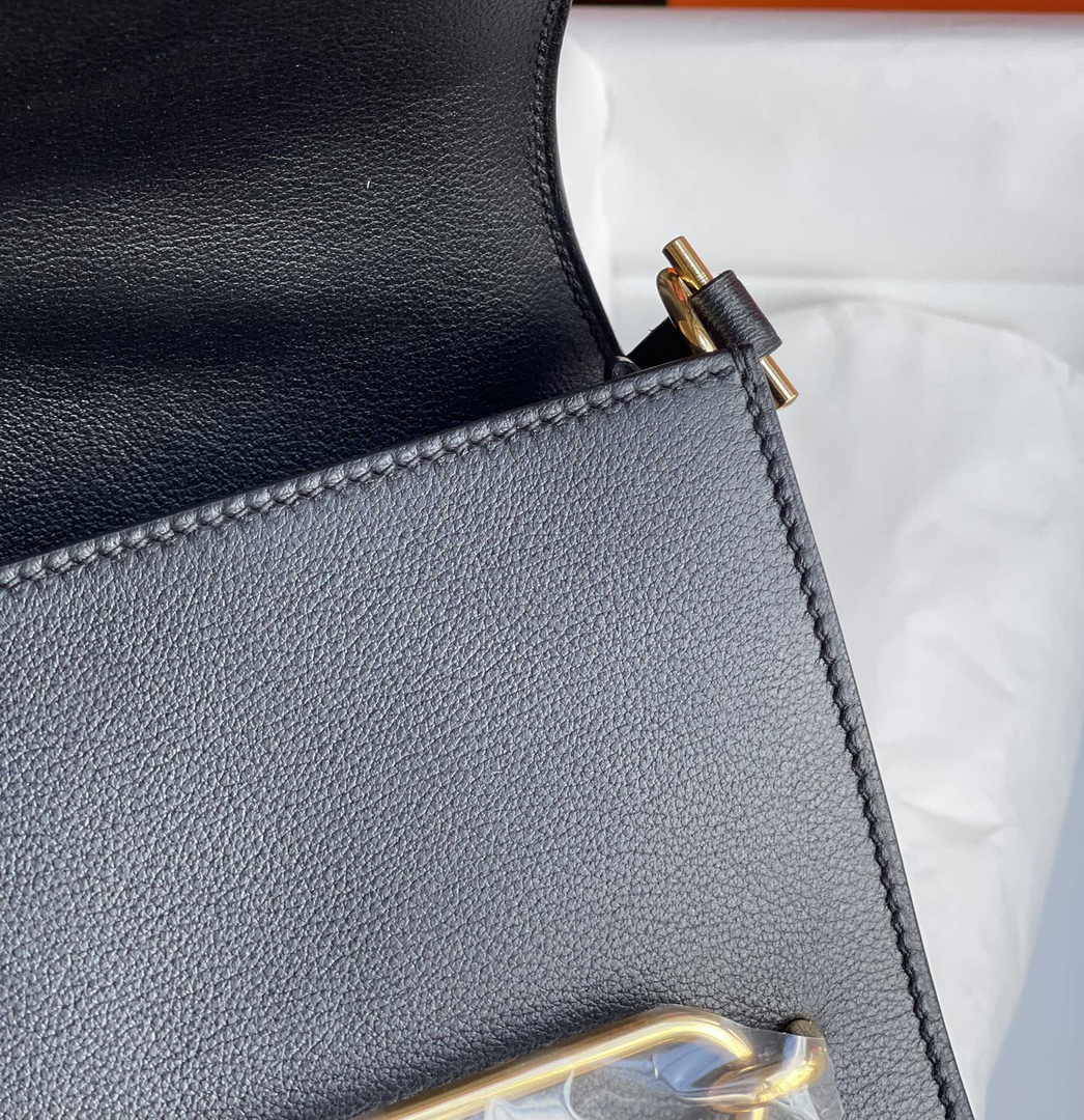 Hermès Mini Roulis Bag Black Evercolor Gold Hardware H50316