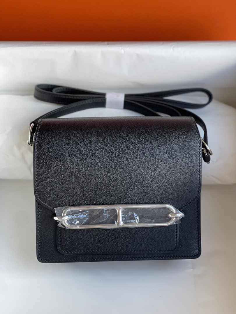 Hermès Mini Roulis Bag Black Evercolor Silver Hardware H50317