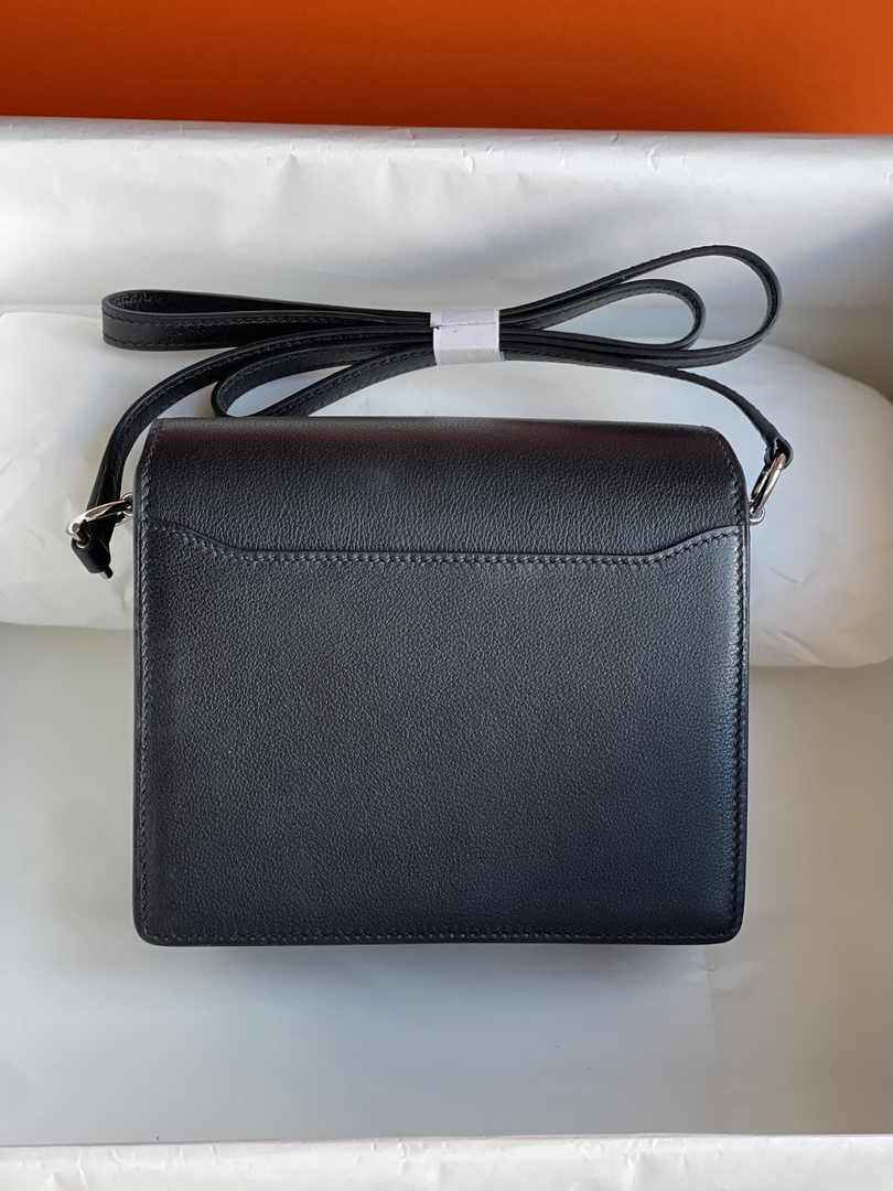 Hermès Mini Roulis Bag Black Evercolor Silver Hardware H50317