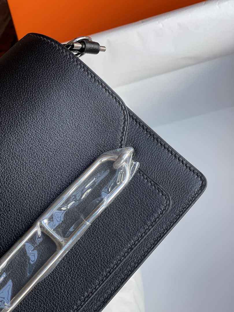 Hermès Mini Roulis Bag Black Evercolor Silver Hardware H50317